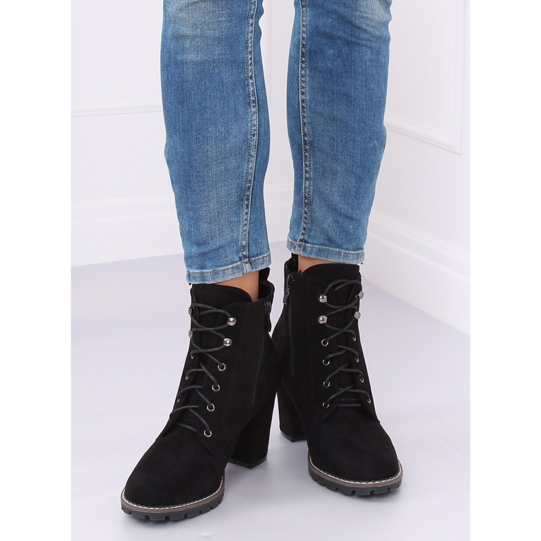 Botas negras de tacón alto con cordones 7081 Black negro 2 Botas negras de tacón alto con cordones 7081 Black negro 2