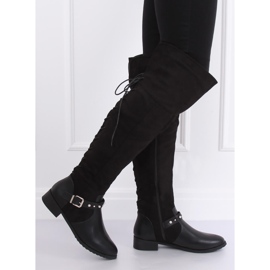 Botas mosqueteras con tacón plano negro 688-3 Negro 2