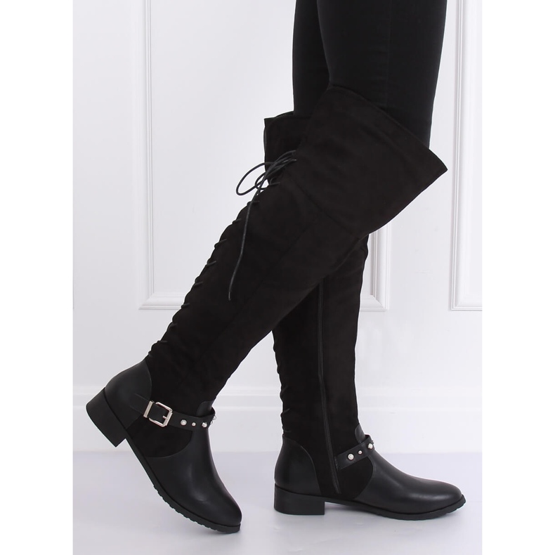 Botas mosqueteras con tacón plano negro 688-3 Negro 2