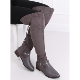 Botas mosqueteras con tacón plano gris 688-3 Gris 2