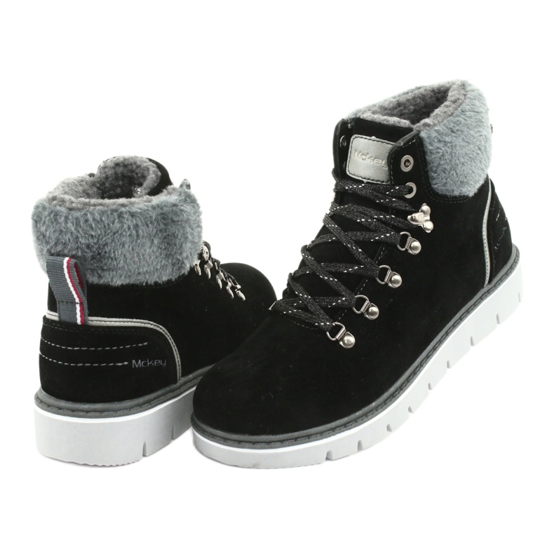 Botas de invierno con cordones MCKEY 1072 negro gris 4
