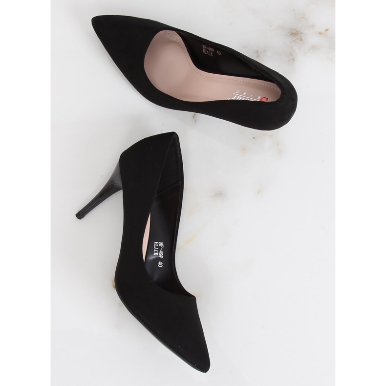 Zapatos de salón con tacón cómodo negro NF-49P Negro 1