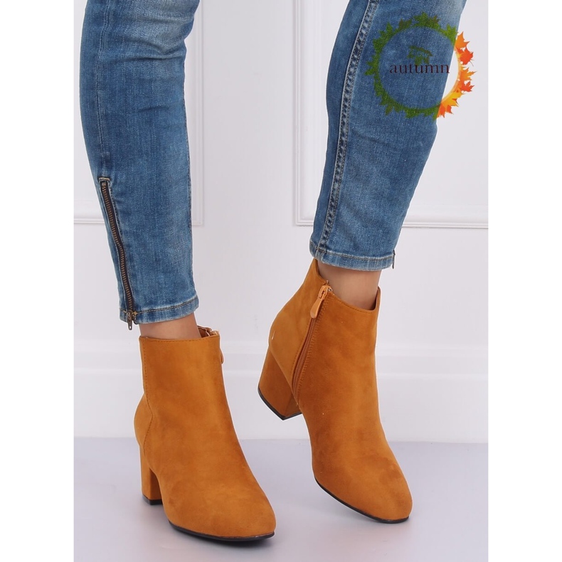 Botas de miel de tacón bajo YQ216P Amarillo II Calidad marrón 1