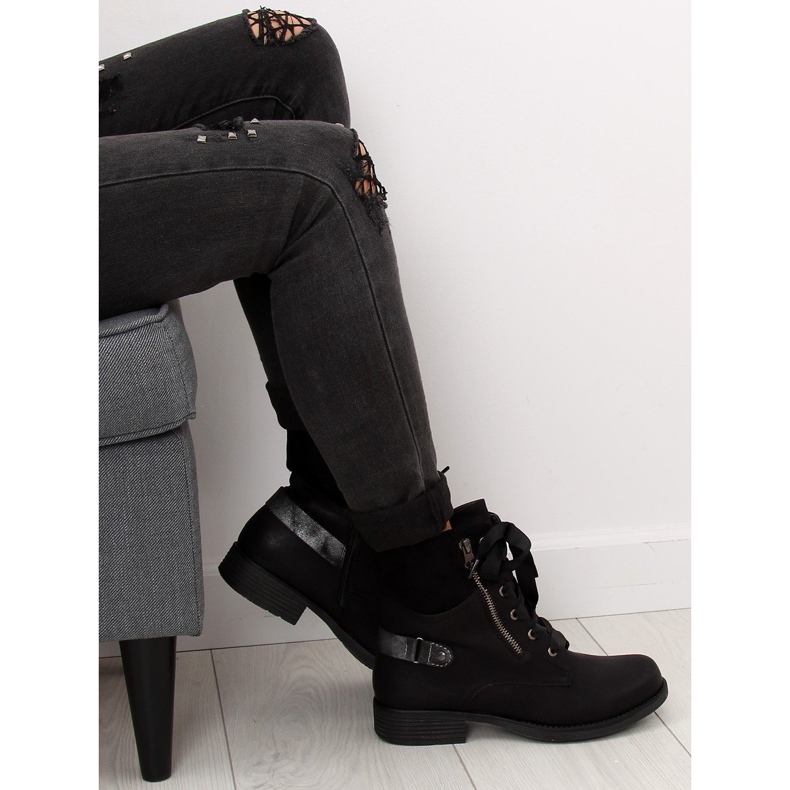 Botas negras con cordones negro 17103-2 Negro II Calidad 1