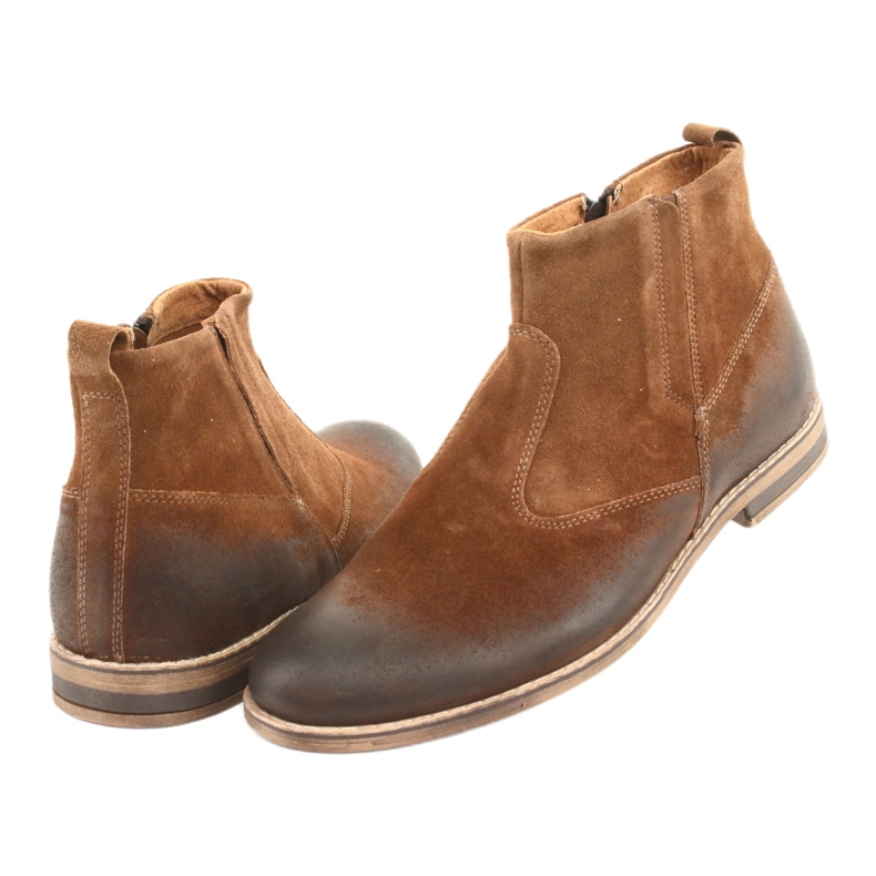 Zapato de ante con cremallera Riko 859 camel marrón 3