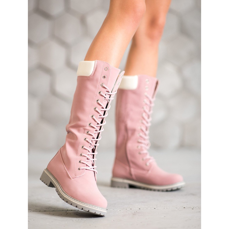 Seastar Botas cálidas con cordones rosa 1
