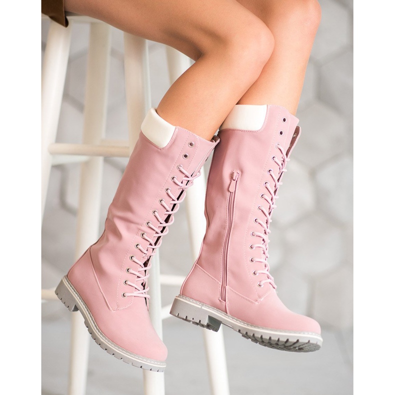 Seastar Botas cálidas con cordones rosa 2
