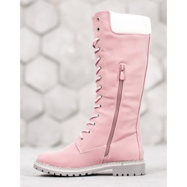 Seastar Botas cálidas con cordones rosado 4