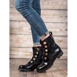 Seastar Botines de terciopelo con canalé negro 3