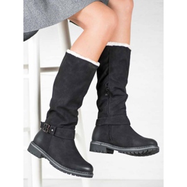 Super Me Botas con piel de oveja negro 5