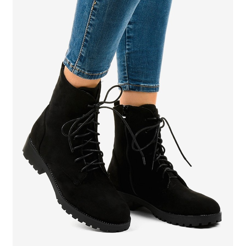 Botines cordones ante negro C-7192 2 Botines cordones ante negro C-7192 2