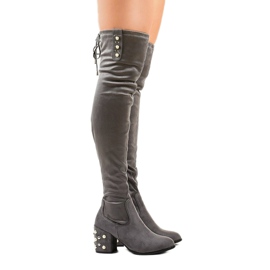 Botas de gamuza de mujer en el poste LB-352 gris 2