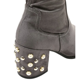 Botas de gamuza de mujer en el poste LB-352 gris 4