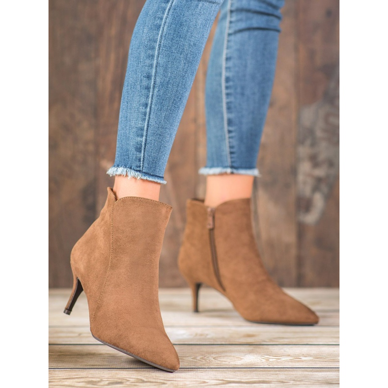 Kylie Botines de gamuza con tacón alto marrón 1