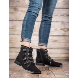 Bestelle Botines de ante con hebillas negro 3