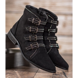 Bestelle Botines de ante con hebillas negro 2