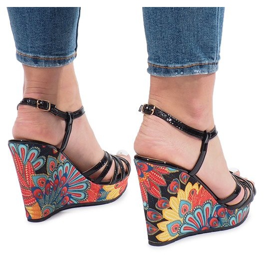 Sandalias negras en la cuña Ibrahim negro 1 Sandalias negras en la cuña Ibrahim negro 1