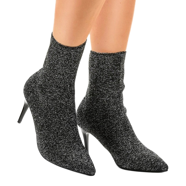 Botines negros y plateados LL-103P gris 1 Botines negros y plateados LL-103P gris 1