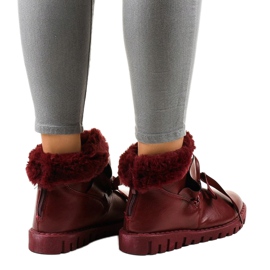 Zapatillas cálidas de color burdeos con cremallera 428-6 rojo 3