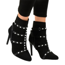 Botas stiletto de tejido AT-0655-L negras negro 1