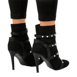 Botas stiletto de tejido AT-0655-L negras negro 3