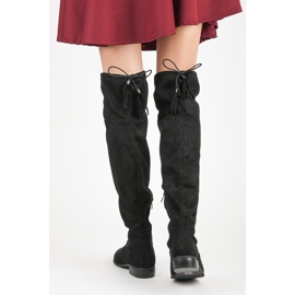 Yes Mile Botas mosqueteras con flecos negro 4