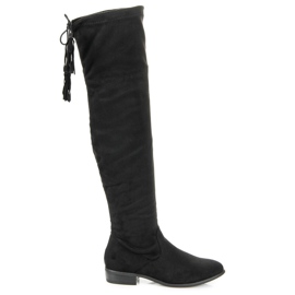 Yes Mile Botas mosqueteras con flecos negro 5