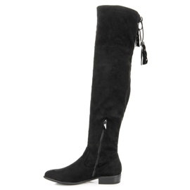 Yes Mile Botas mosqueteras con flecos negro 2