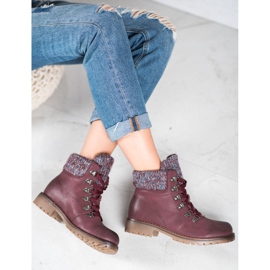 SHELOVET Botas con cordones burdeos rojo 3