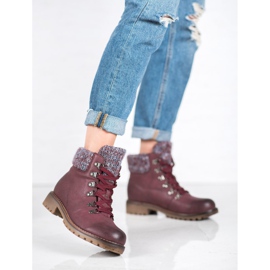 SHELOVET Botas con cordones burdeos rojo 5