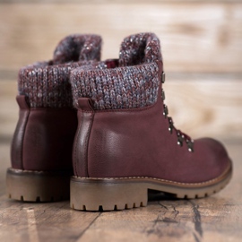 SHELOVET Botas con cordones burdeos rojo 1