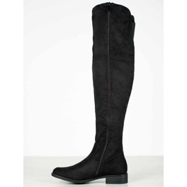 Ideal Shoes Botas mosqueteras con cinta negro 2