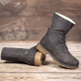 Super Me Botas grises con piel de oveja 7