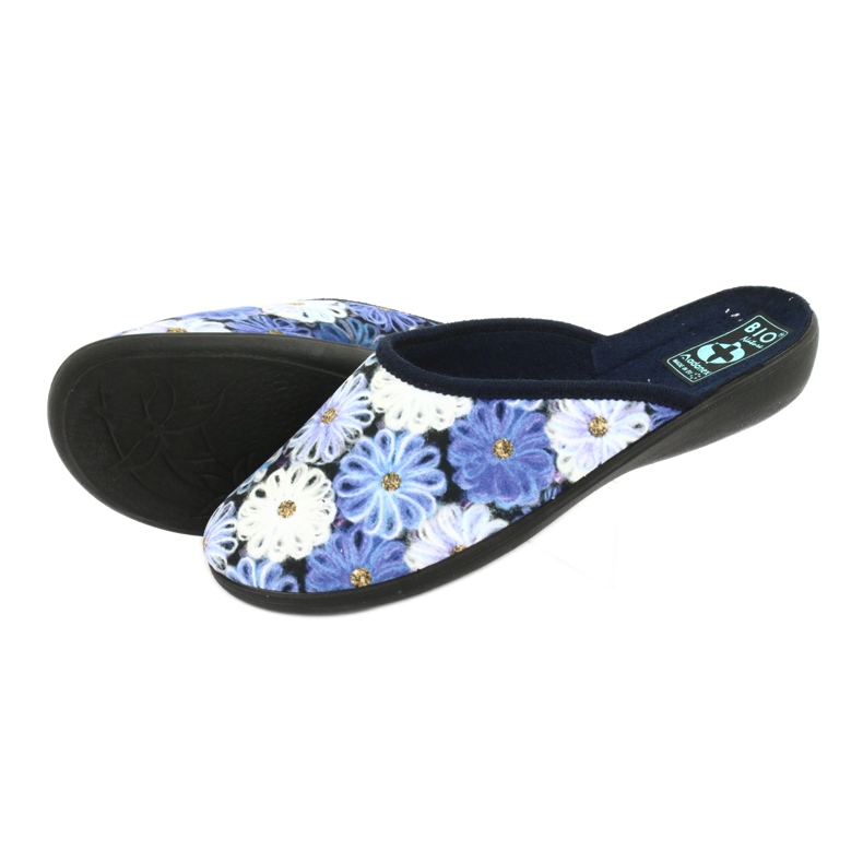 Pantuflas 3D flores Adanex 24192 azul marino blanco amarillo 4