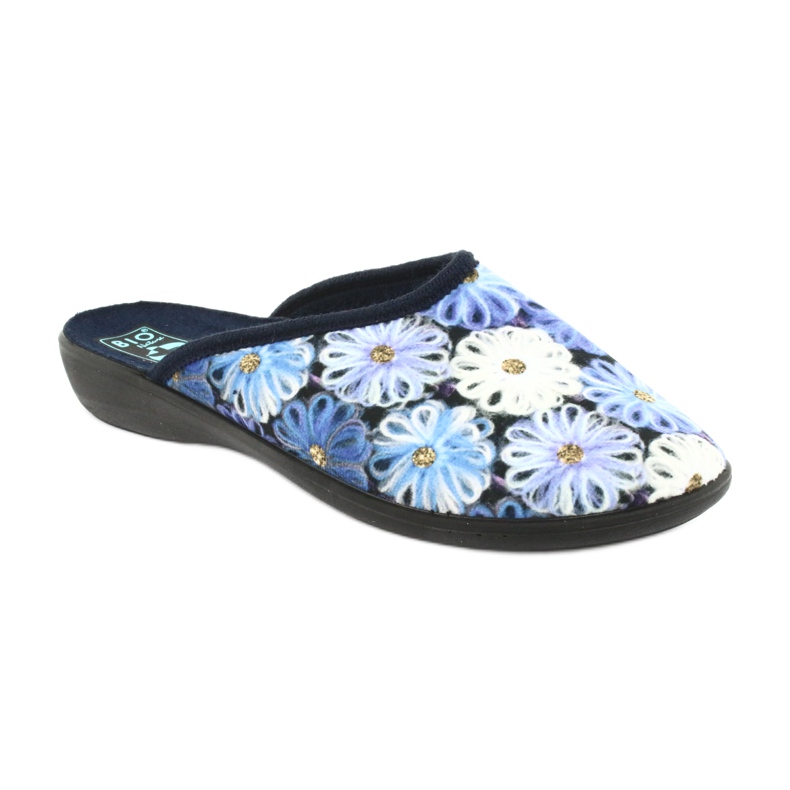 Pantuflas 3D flores Adanex 24192 azul marino blanco amarillo 1