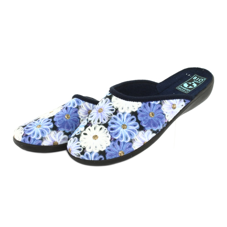 Pantuflas 3D flores Adanex 24192 azul marino blanco amarillo 3