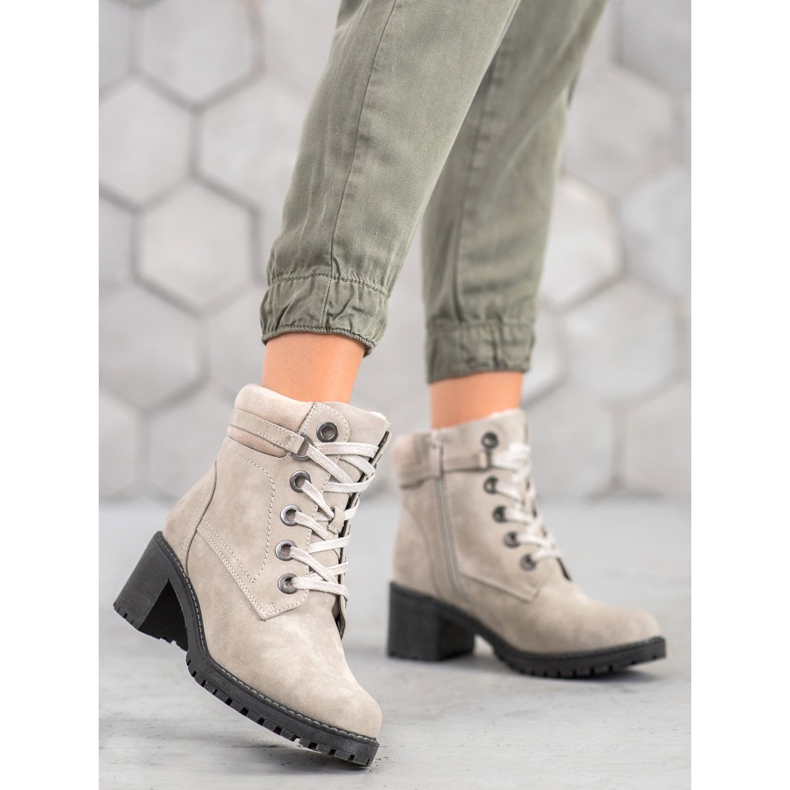 Goodin Botas cálidas de tacón alto gris 1