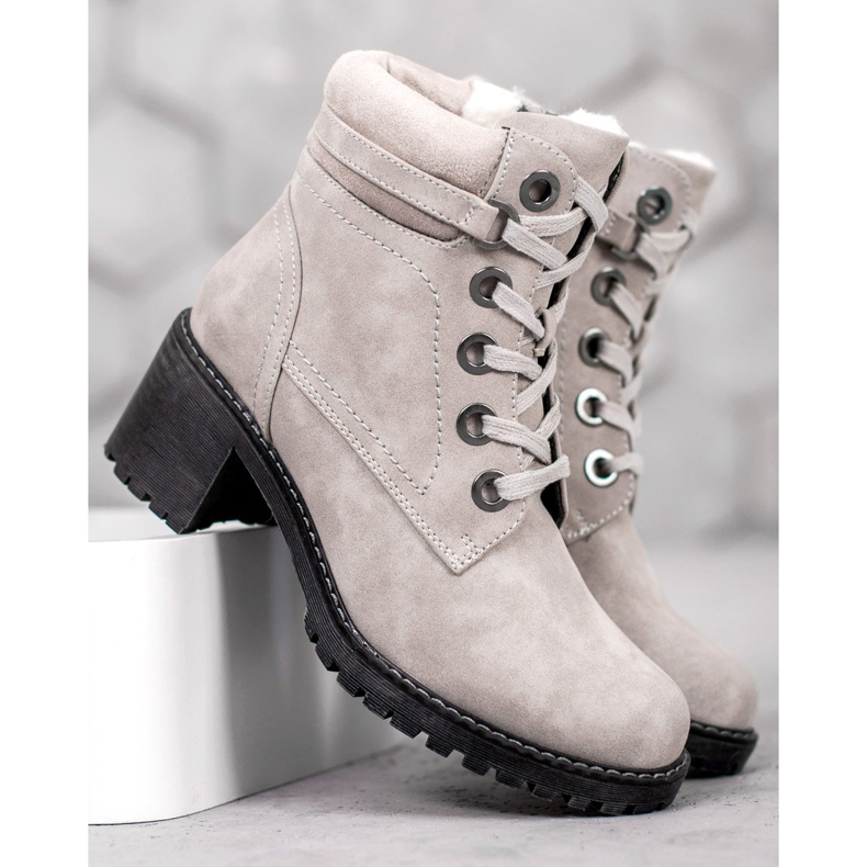 Goodin Botas cálidas de tacón alto gris 2