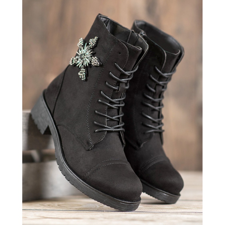 SHELOVET Botas de ante negras negro 1