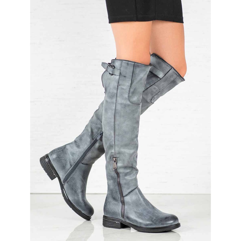 Forever Folie Botas de cuero ecológico azul 1