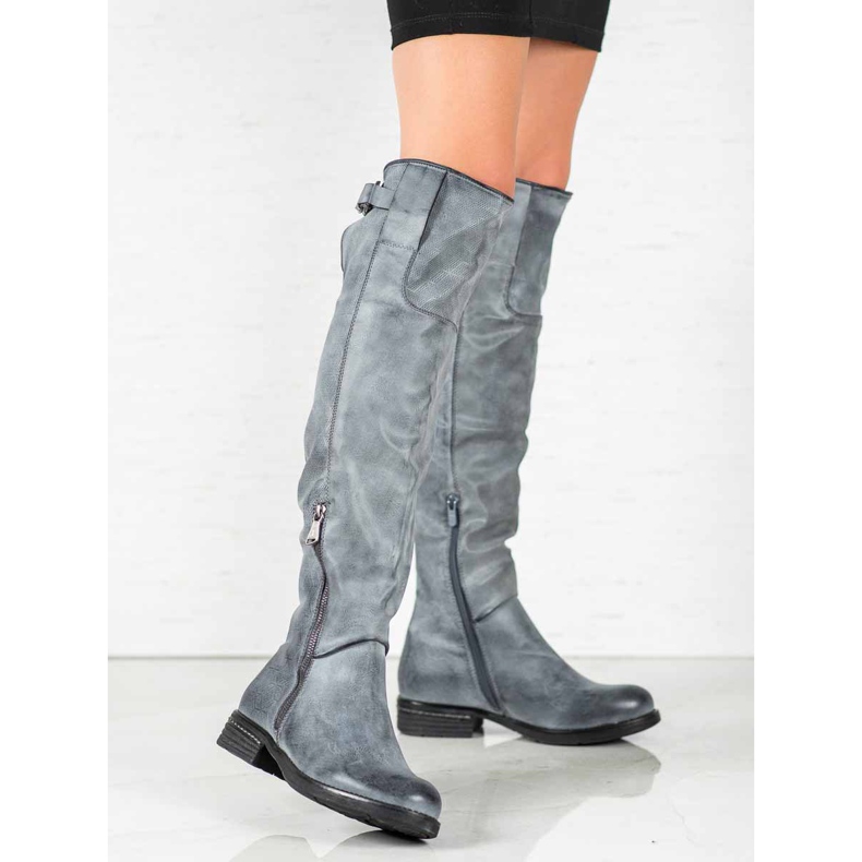 Forever Folie Botas de cuero ecológico azul 2