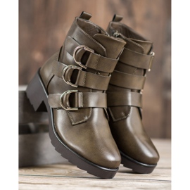 Queentina Botines de oliva en la plataforma verde 1