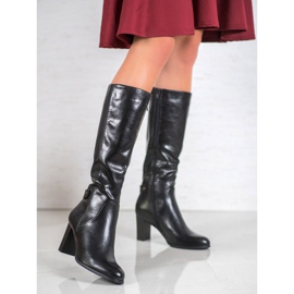 Botas Con Cuero Ecológico VINCEZA negro 3