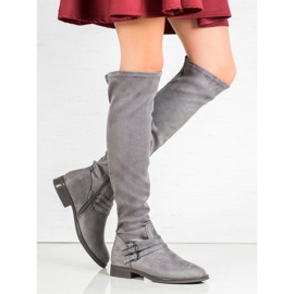 Kylie Botas de tacón plano gris 5
