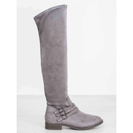 Kylie Botas de tacón plano gris 2