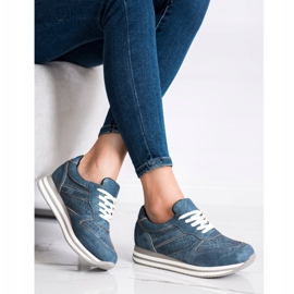 Kylie Calzado deportivo de cuero ecológico azul 2