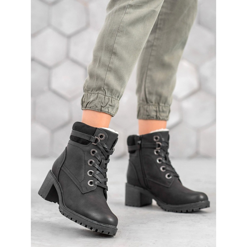 Goodin Botas cálidas de tacón alto negro 2