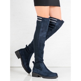 Ideal Shoes Botas de gamuza sin cordones azul marino 4