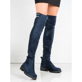 Ideal Shoes Botas de gamuza sin cordones azul marino 5