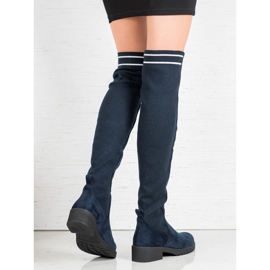 Ideal Shoes Botas de gamuza sin cordones azul marino 1